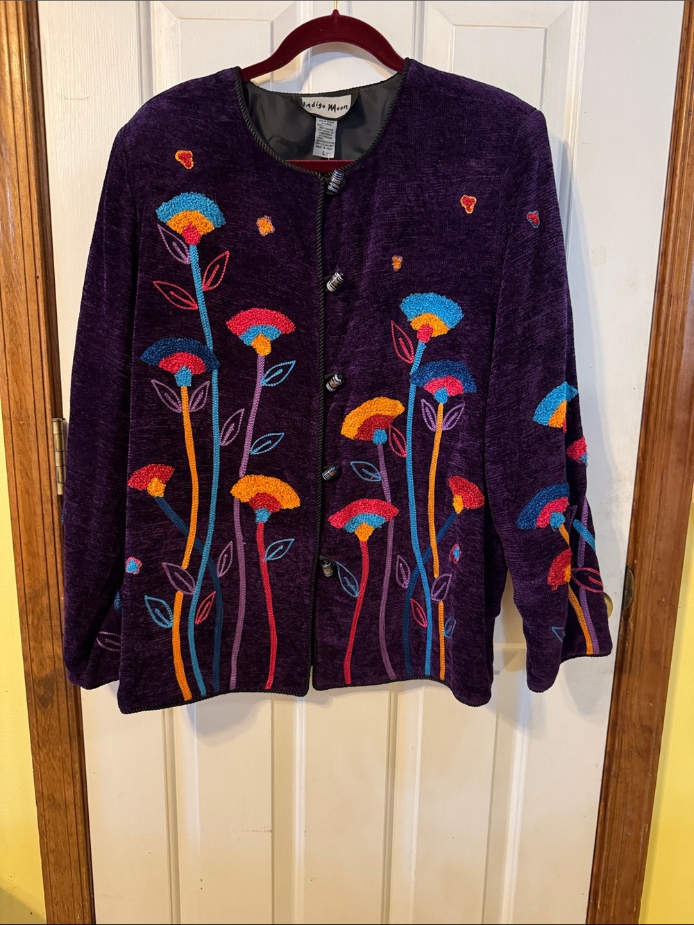 Novelty Embroidered Floral Velvet Purple Jacket